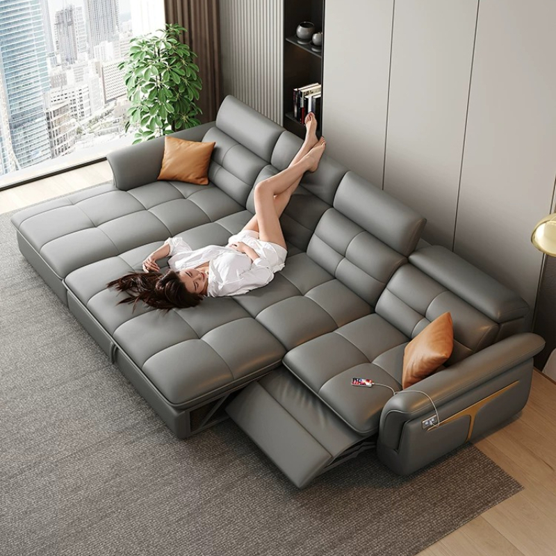 Home Cinema Sofa - L-Shaped Multifunctional Italian Genuine Leather Sectional