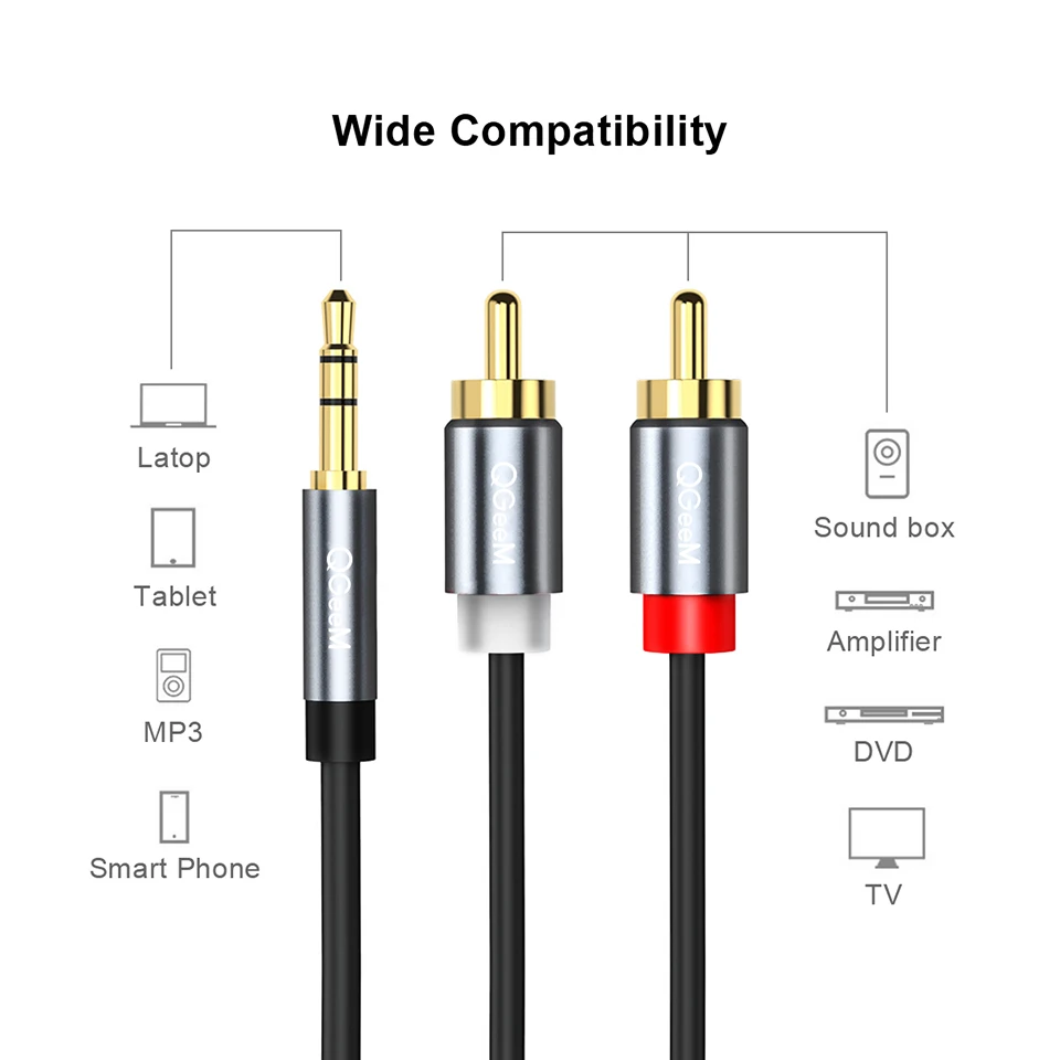 QGeeM RCA Cable 2RCA to 3.5 Au - Home Cinema Solution 评论和价格