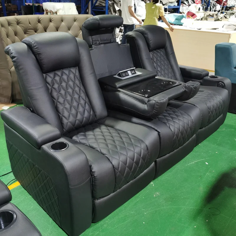 Luxury Black Color Genuine Lea - Home Cinema Recliner Chairs 评论和价格