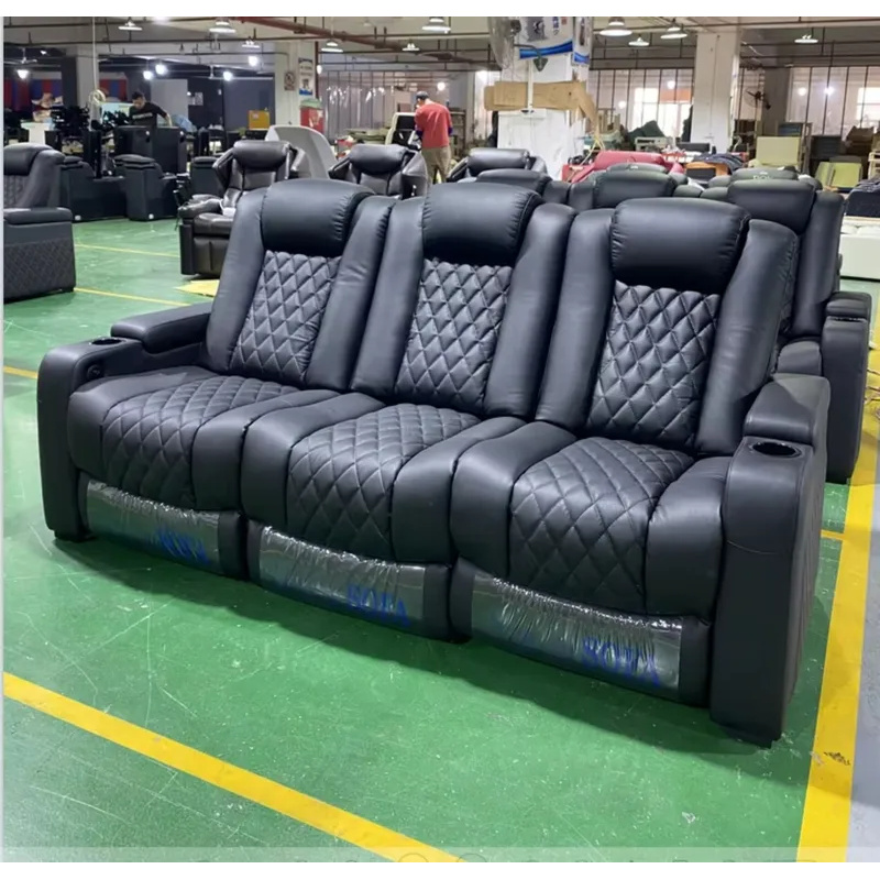 Luxury Black Color Genuine Lea - Home Cinema Recliner Chairs 评论和价格