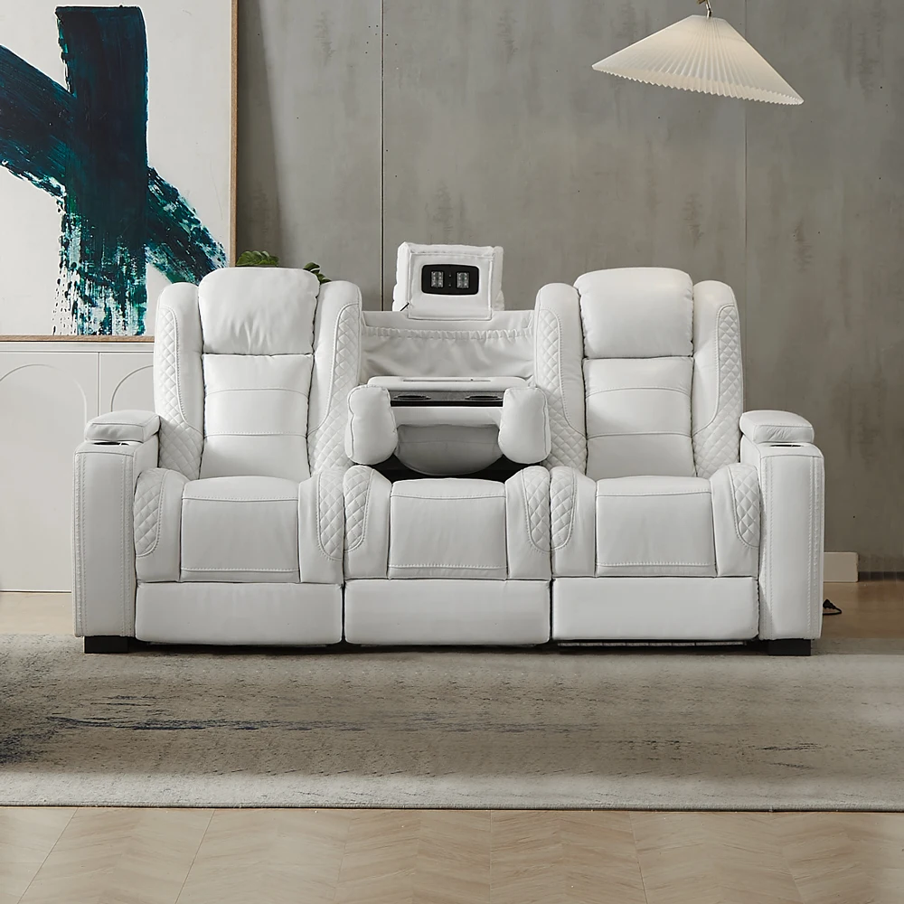 Luxury Power Recliner White Le - Home Cinema Sofa 评论和价格
