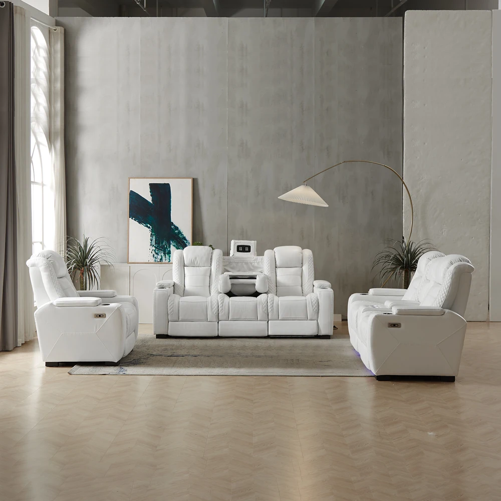 Luxury Power Recliner White Le - Home Cinema Sofa 评论和价格