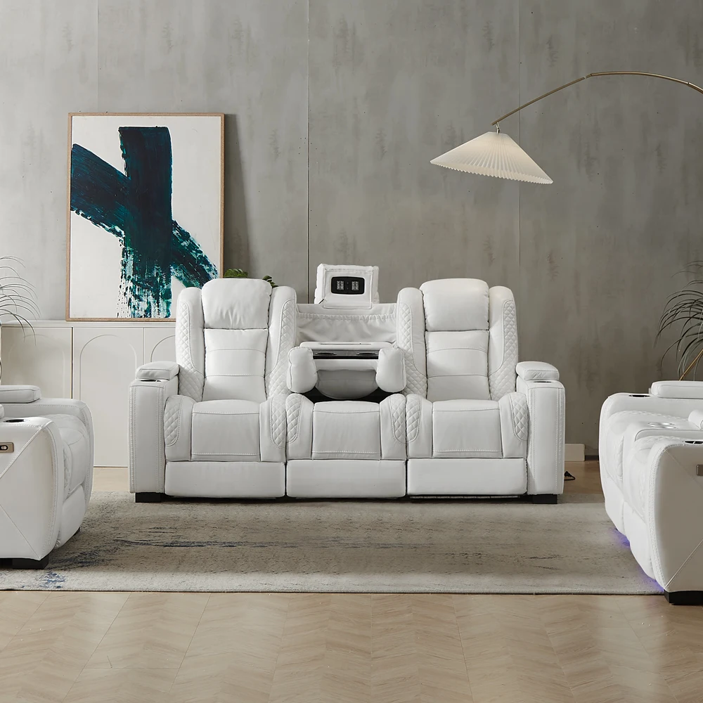Luxury Power Recliner White Le - Home Cinema Sofa 评论和价格