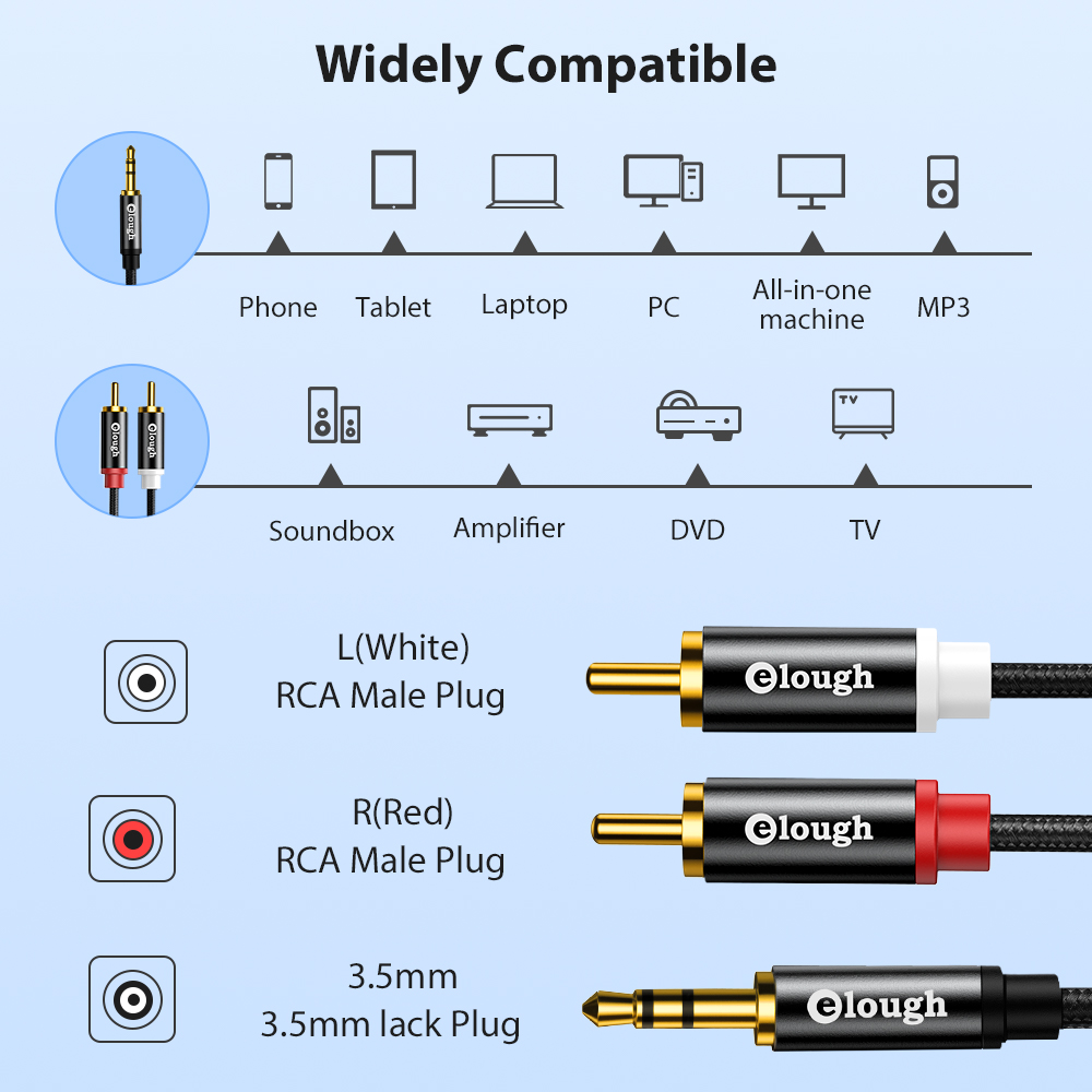 Elough RCA Cable AUX RCA Speak - Audio Home Cinema 评论和价格