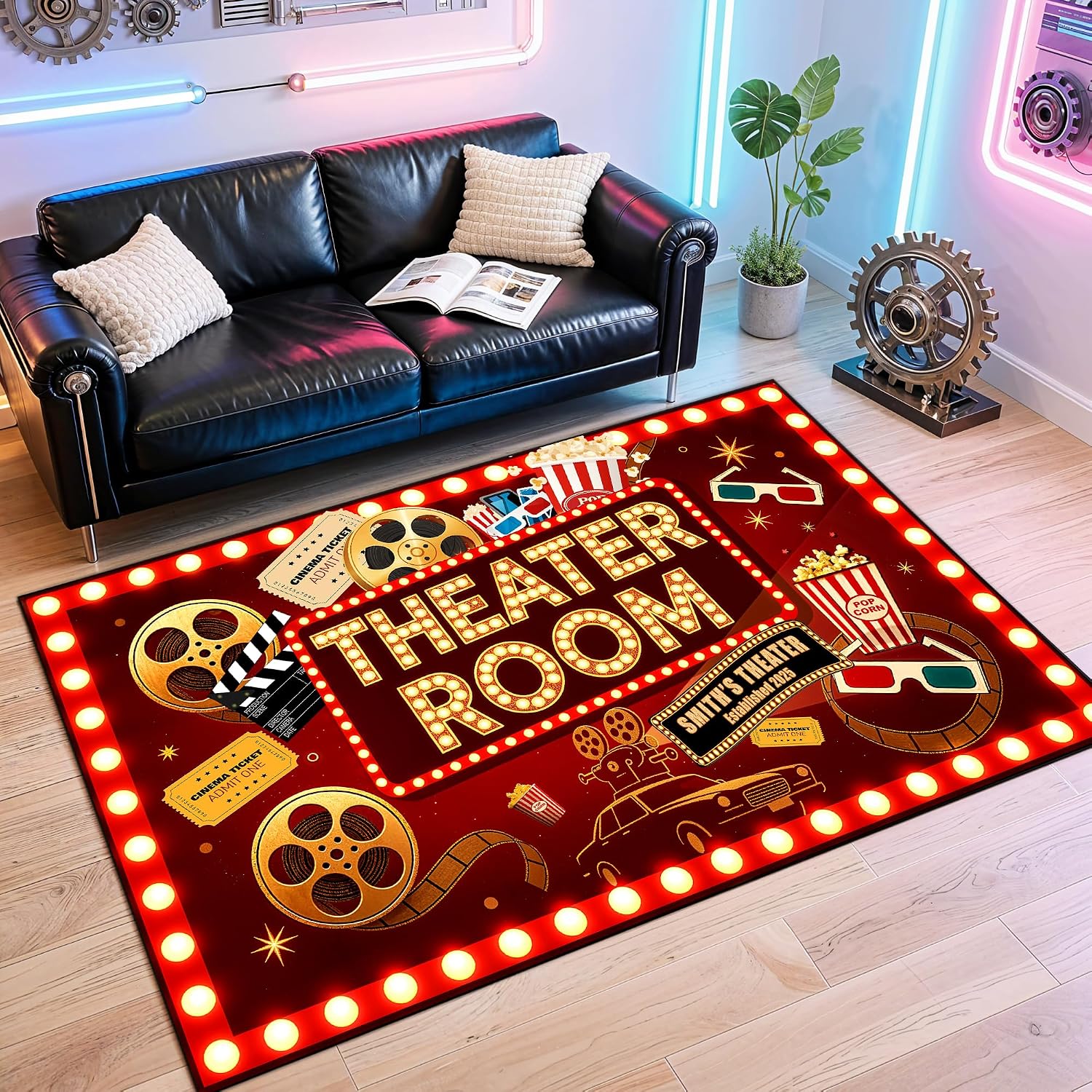 Movie Night Area Rug Home Thea - Home Cinema Flooring 评论和价格