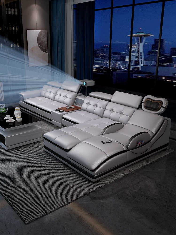 Modern Simple Cowhide Electric - Home Cinema Sofa 评论和价格